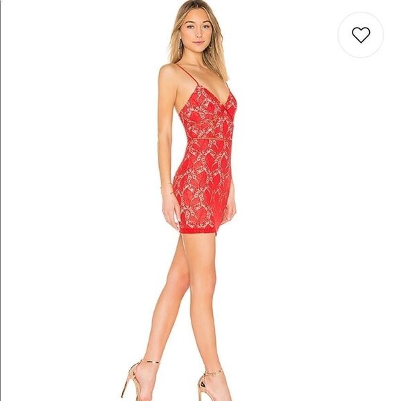 NWOT Red Lace Mini Dress Revolve - Picture 3 of 4